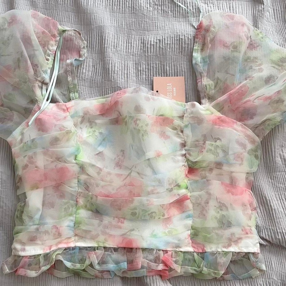 Miss Lola floral sheer crop top. Never worn.
